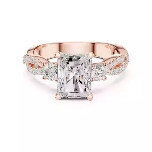 Twisted Shank Radiant Cut Diamond Engagement Ring 3DM STL Video