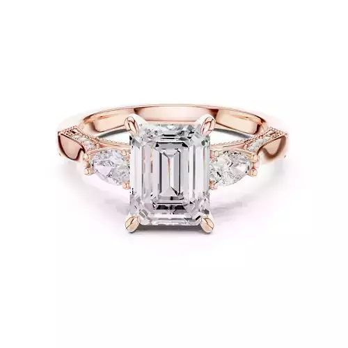Emerald and Pear Cut Diamond Engagement Ring 3DM STL Video 3D print model
