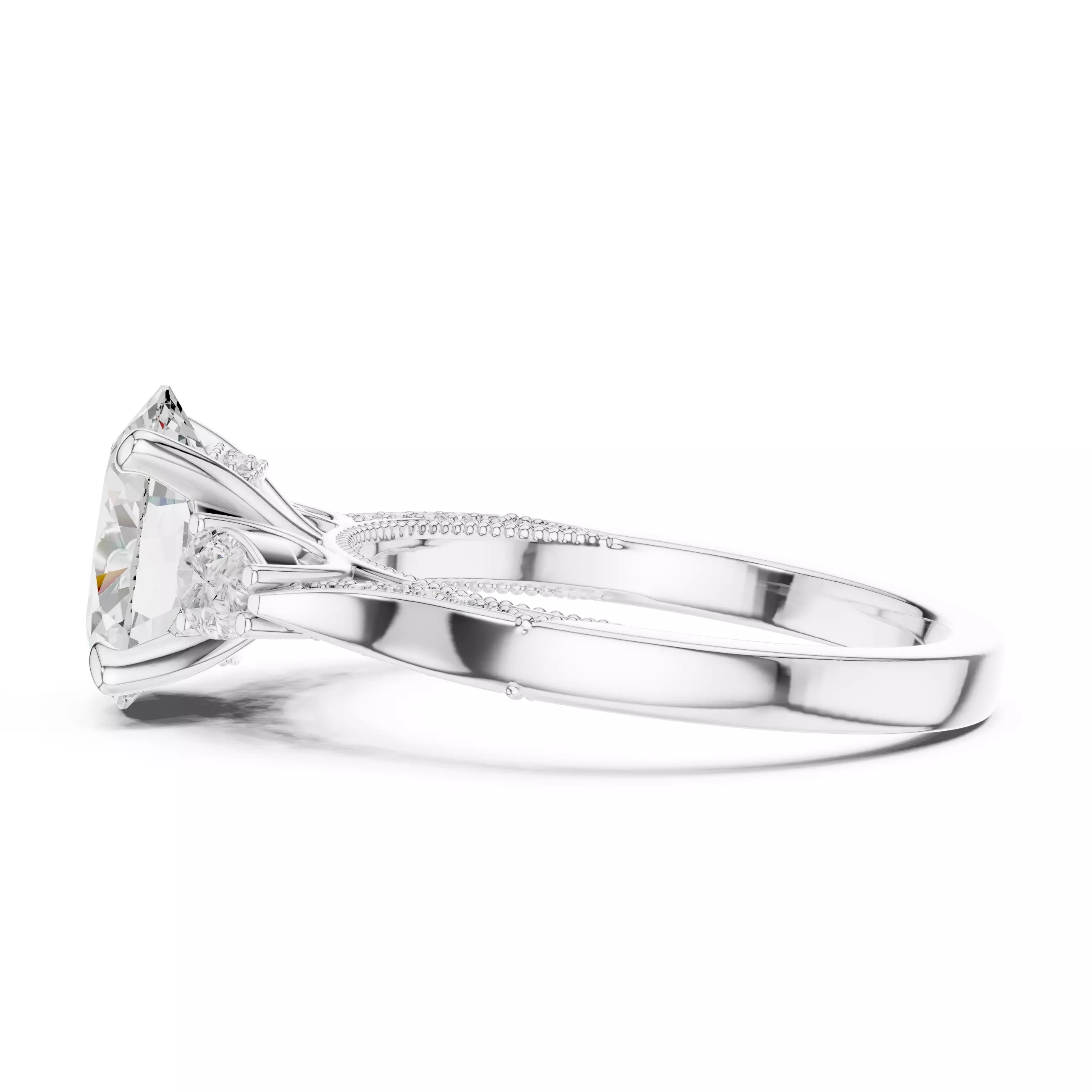 Oval and Pear Diamond Engagement Wedding Ring 3DM STL Video 3D print model_11