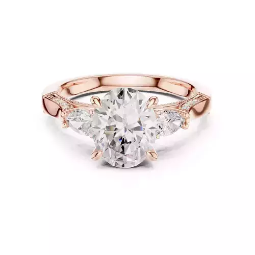 Oval and Pear Diamond Engagement Wedding Ring 3DM STL Video 3D print model
