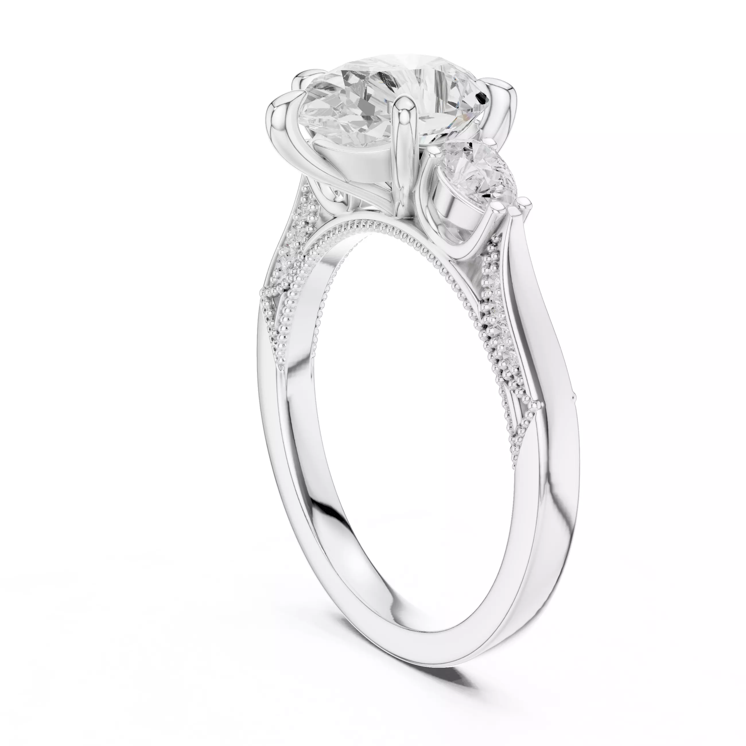 Pear Cut Diamond Engagement Wedding Ring 3DM STL Video 3D print model_9