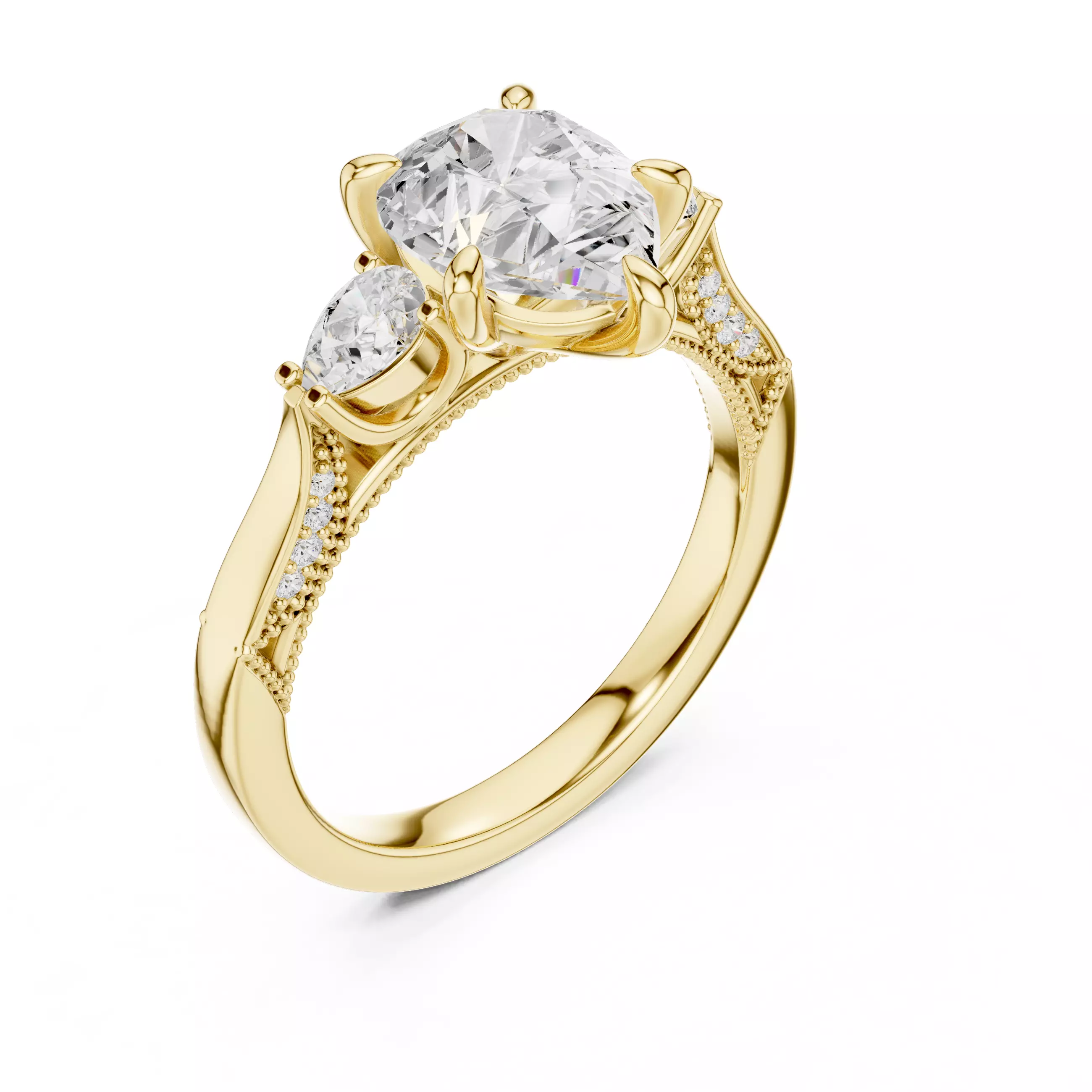 Pear Cut Diamond Engagement Wedding Ring 3DM STL Video 3D print model_7