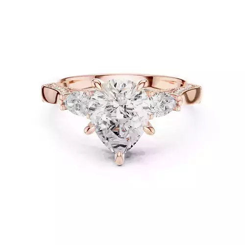 Pear Cut Diamond Engagement Wedding Ring 3DM STL Video 3D print model
