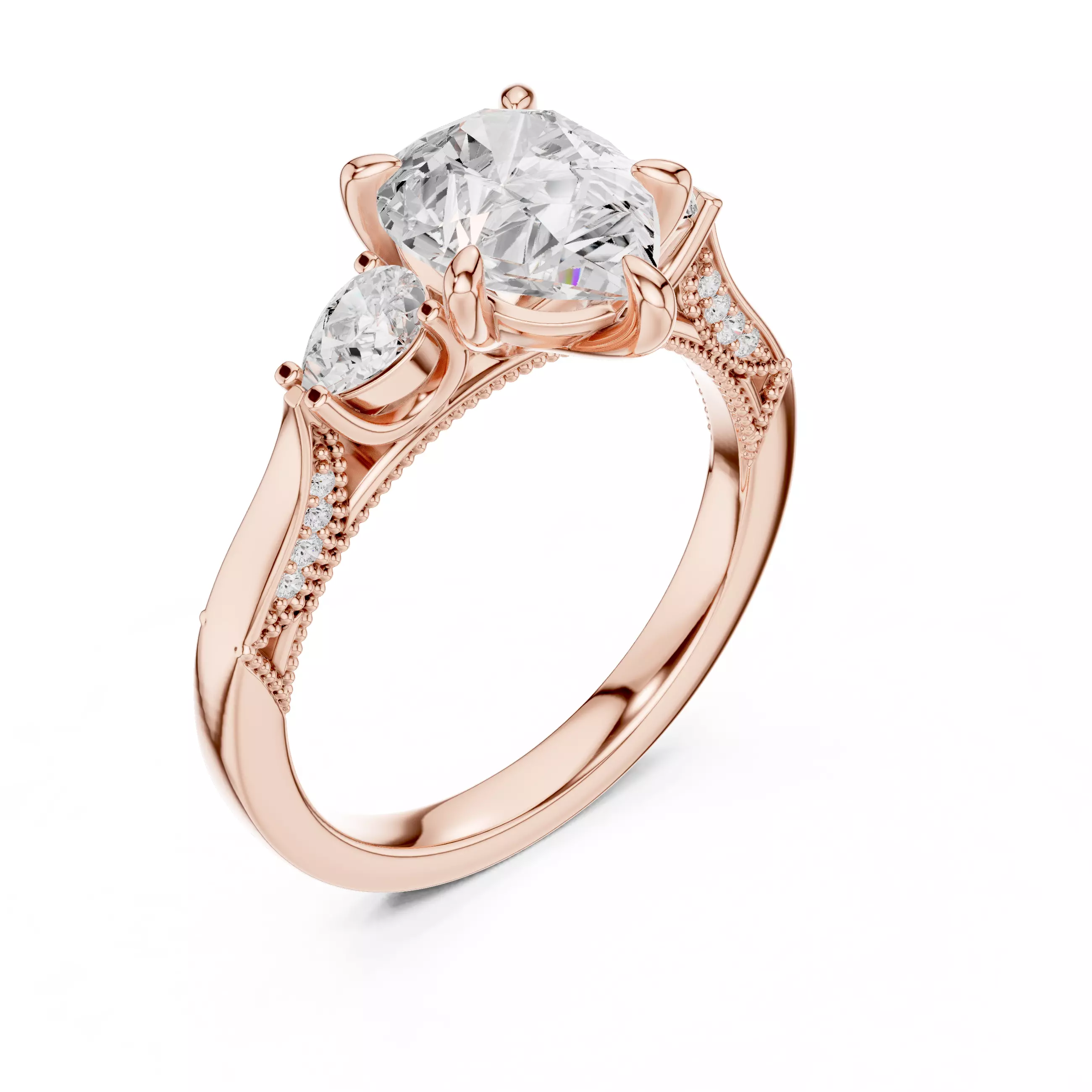 Pear Cut Diamond Engagement Wedding Ring 3DM STL Video 3D print model_4