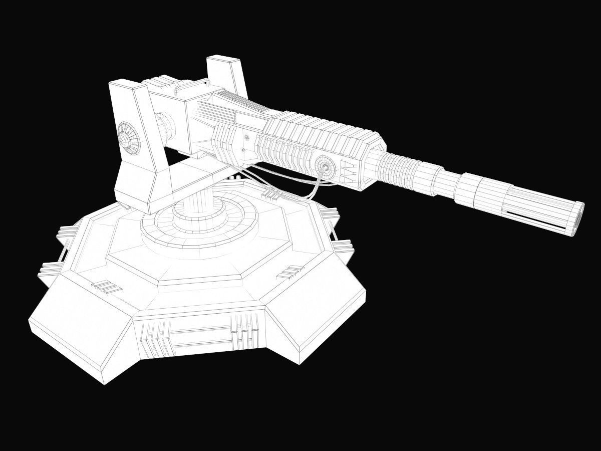 Low Poly Sci-Fi Turret V2 UPDATED Low-poly 3D model_7