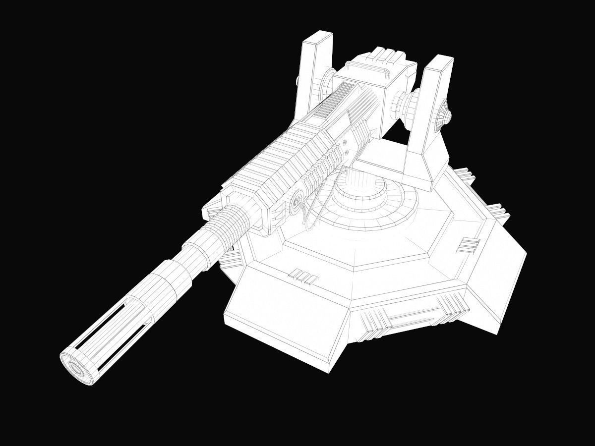 Low Poly Sci-Fi Turret V2 UPDATED Low-poly 3D model_8
