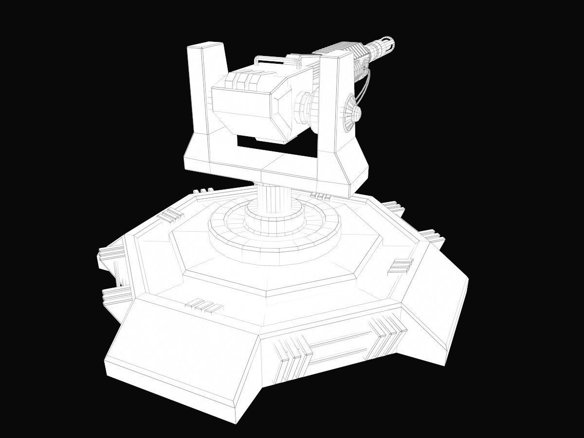 Low Poly Sci-Fi Turret V2 UPDATED Low-poly 3D model_9