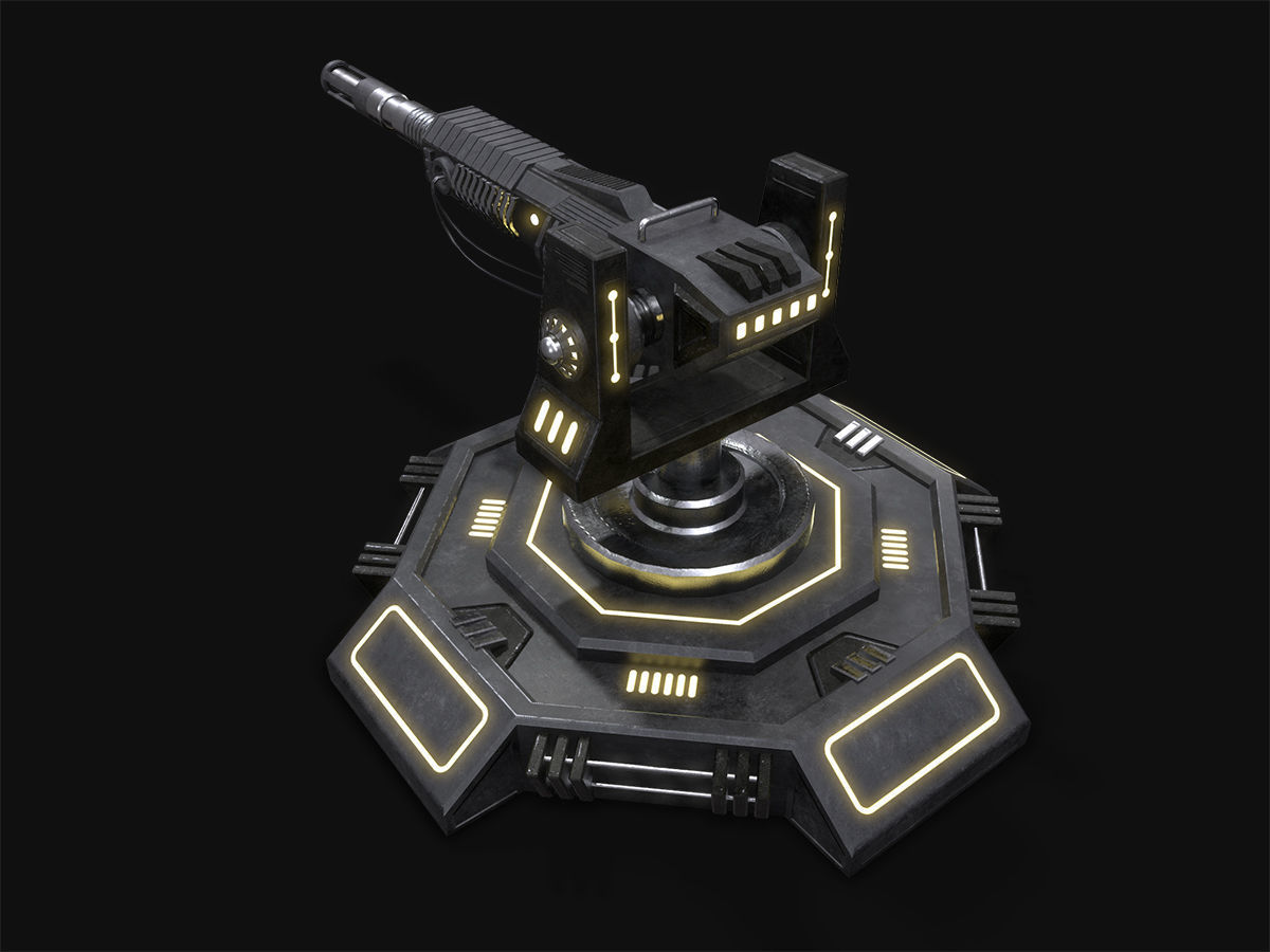 Low Poly Sci-Fi Turret V2 UPDATED Low-poly 3D model_1
