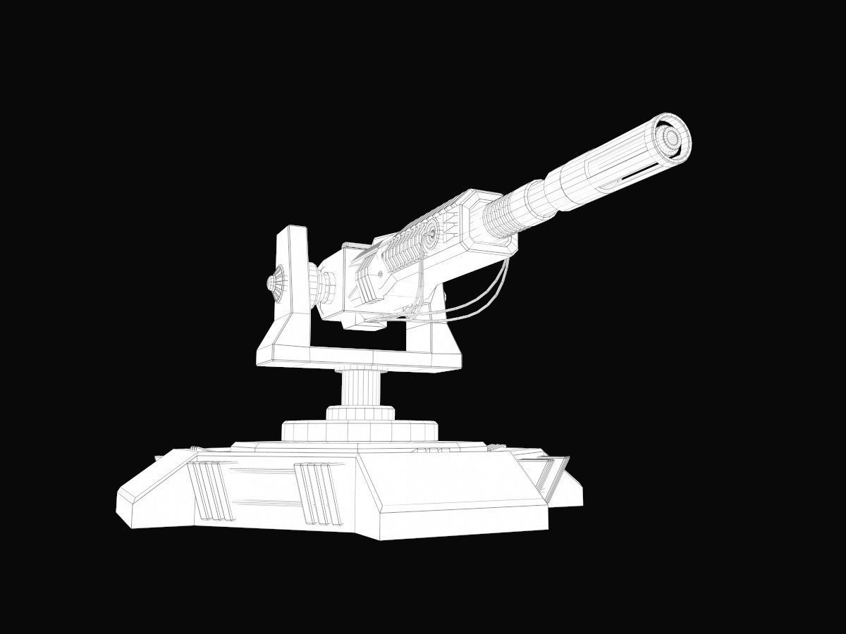 Low Poly Sci-Fi Turret V2 UPDATED Low-poly 3D model_13