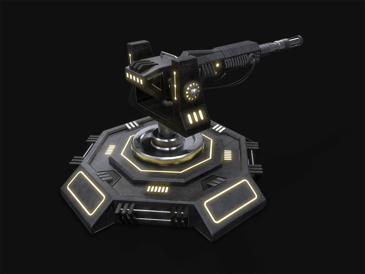 Low Poly Sci-Fi Turret V2 UPDATED Low-poly 3D model_2