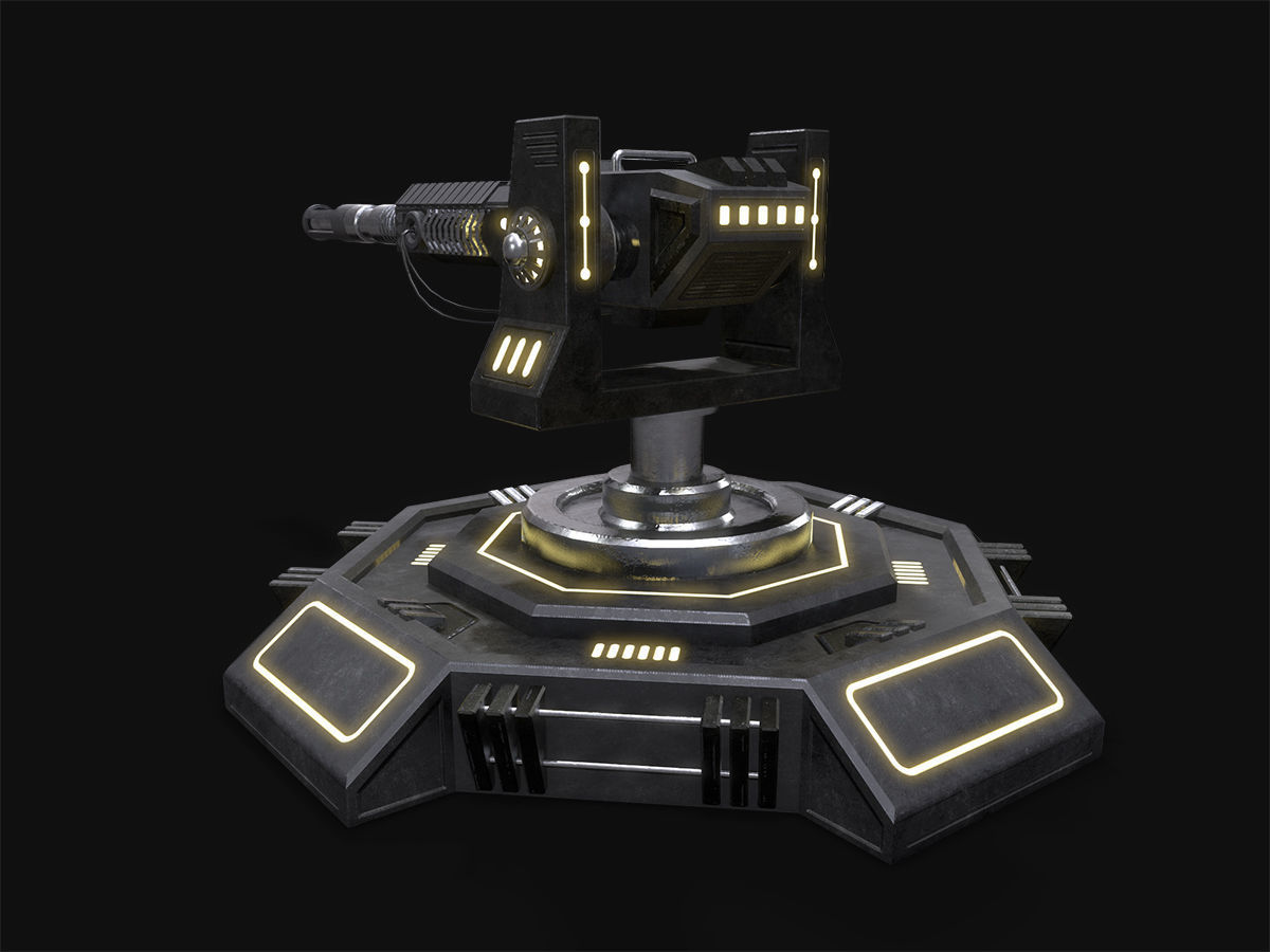 Low Poly Sci-Fi Turret V2 UPDATED Low-poly 3D model_3