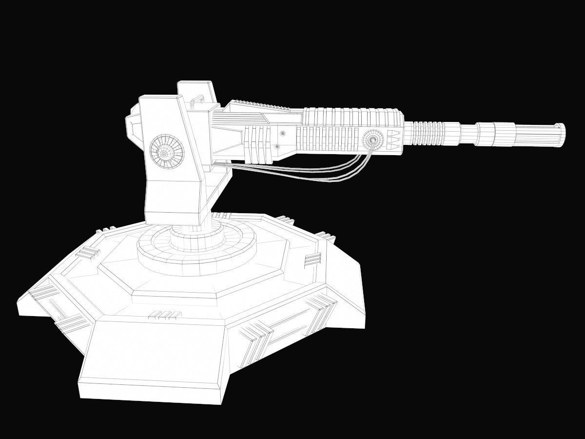 Low Poly Sci-Fi Turret V2 UPDATED Low-poly 3D model_12