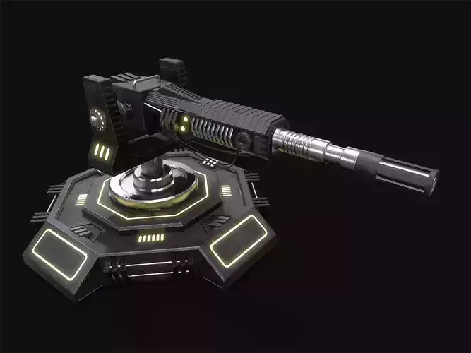 Low Poly Sci-Fi Turret V2 UPDATED