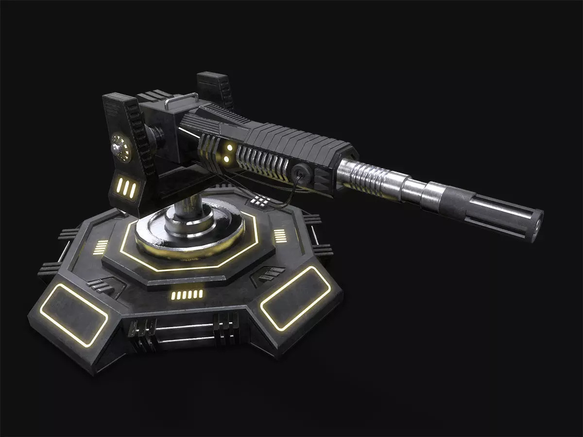 Low Poly Sci-Fi Turret V2 UPDATED Low-poly 3D model_0