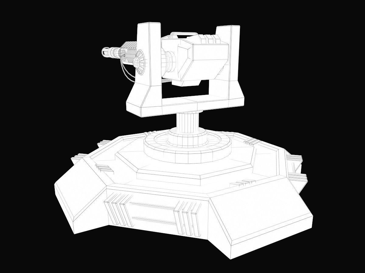 Low Poly Sci-Fi Turret V2 UPDATED Low-poly 3D model_10