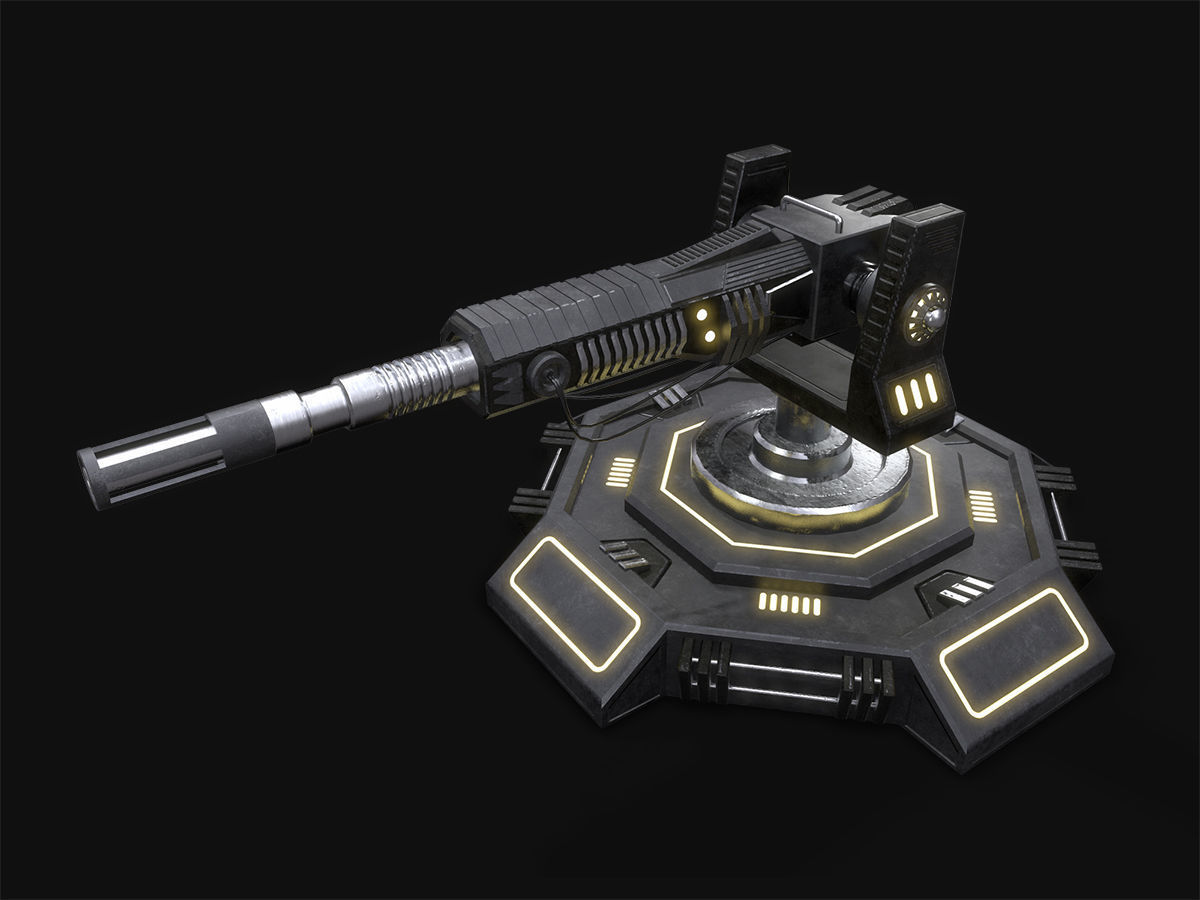 Low Poly Sci-Fi Turret V2 UPDATED Low-poly 3D model_6