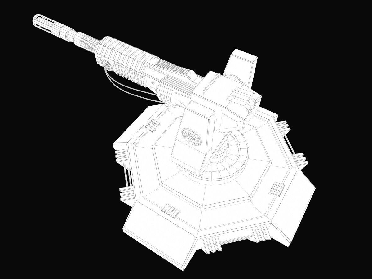 Low Poly Sci-Fi Turret V2 UPDATED Low-poly 3D model_11