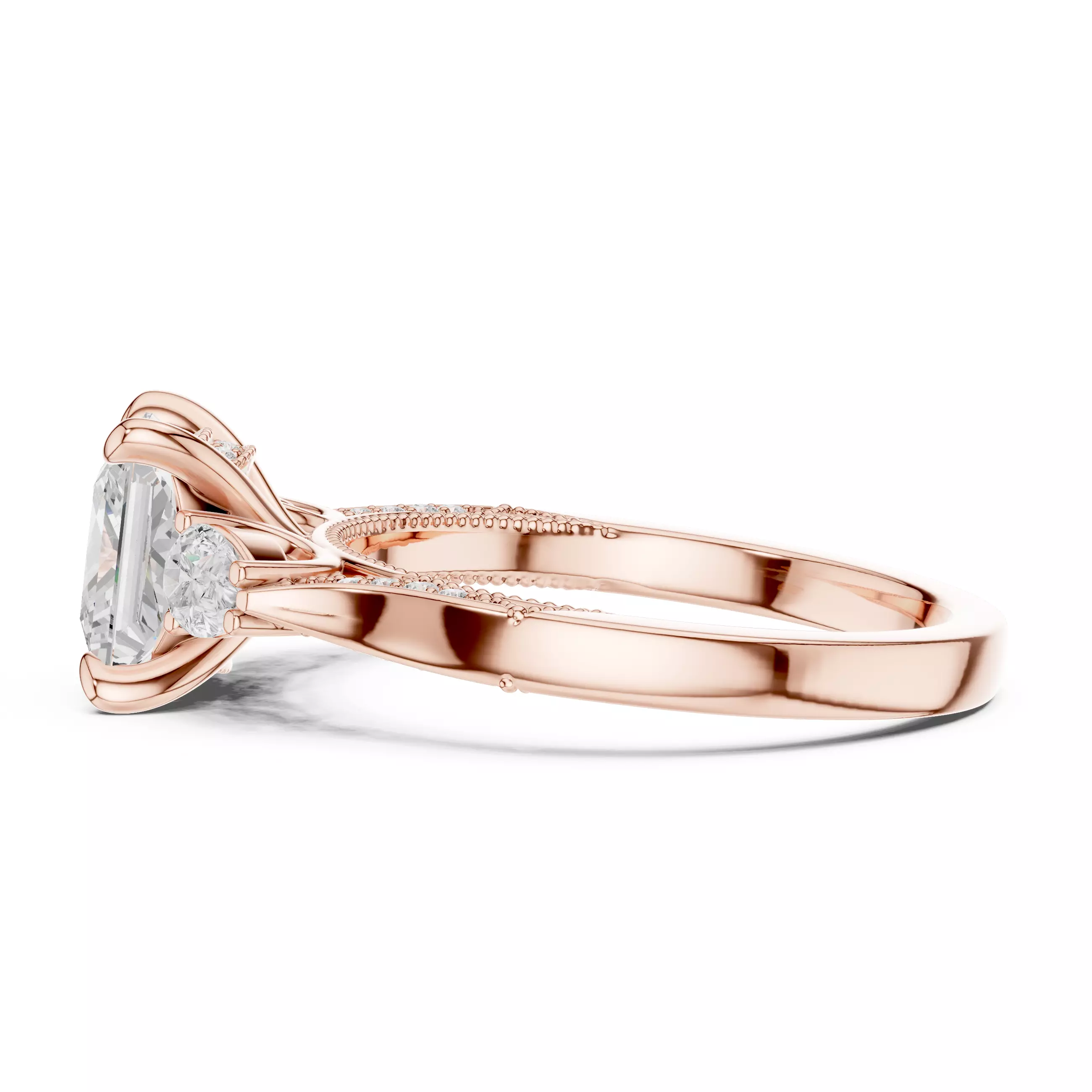 Princess and Pear Cut Diamond Engagement Ring 3DM STL Video 3D print model_5