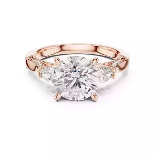 Round and Pear Cut Diamond Engagement Ring 3DM STL Video