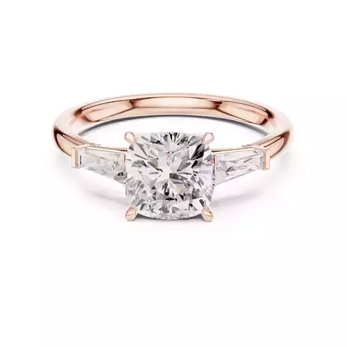 Three Stone Cushion Taper Baguette Cut Wedding Ring File Video