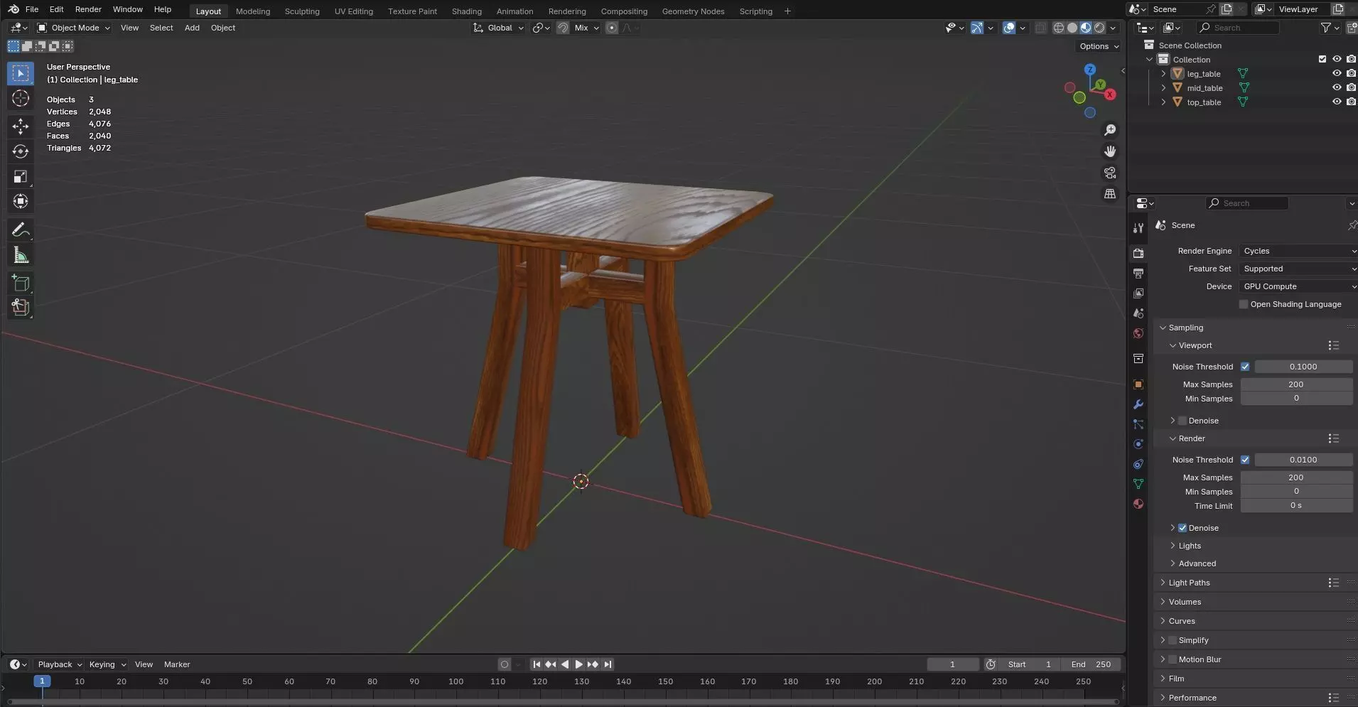 Square Table CG2 3D model_8