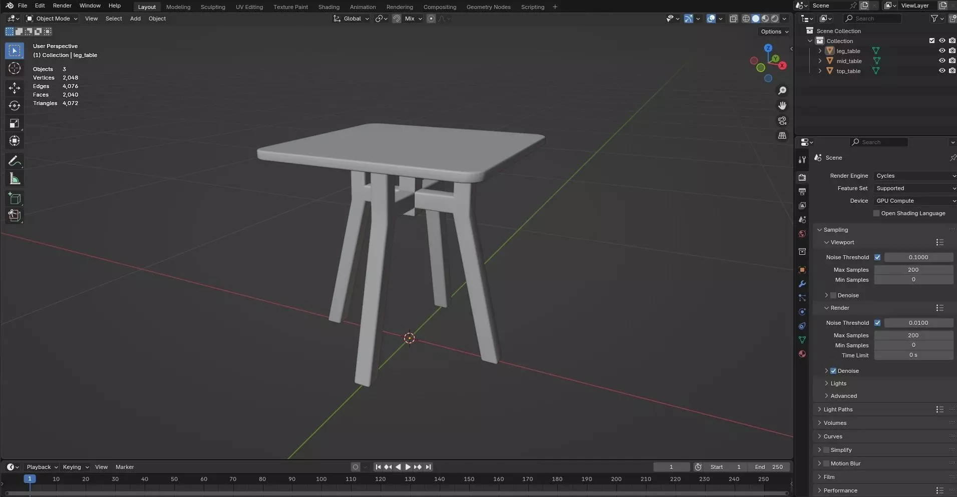 Square Table CG2 3D model_7