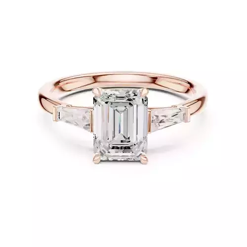 Three Stone Emerald Taper Baguette Cut Wedding Ring File Video