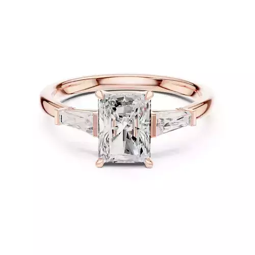 Three Stone Radiant and Taper Baguette Wedding Ring File Video 3D print model