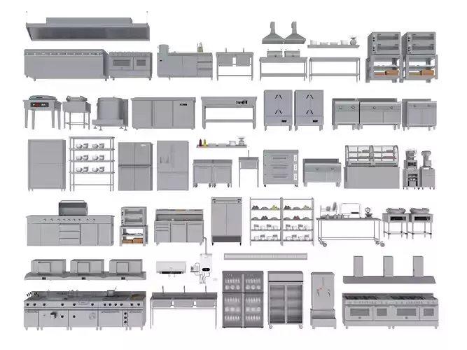 Commercial Kitchen Equipments 3D model