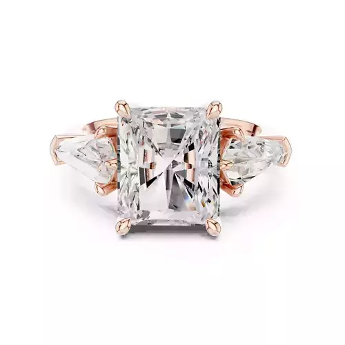 Three Stone Radiant Cut and Kite Cut Wedding Ring 3DM STL Video 3D print model Three Stone Radiant Cut and Kite Cut Wedding Ring 3DM STL Video 3D print model