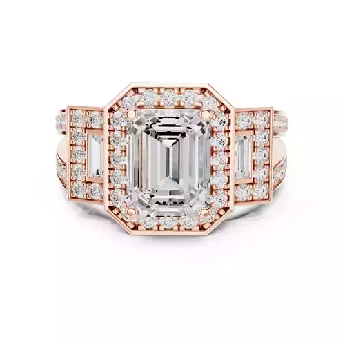 Emerald Cut Diamond Engagement Wedding Ring 3DM STL Video