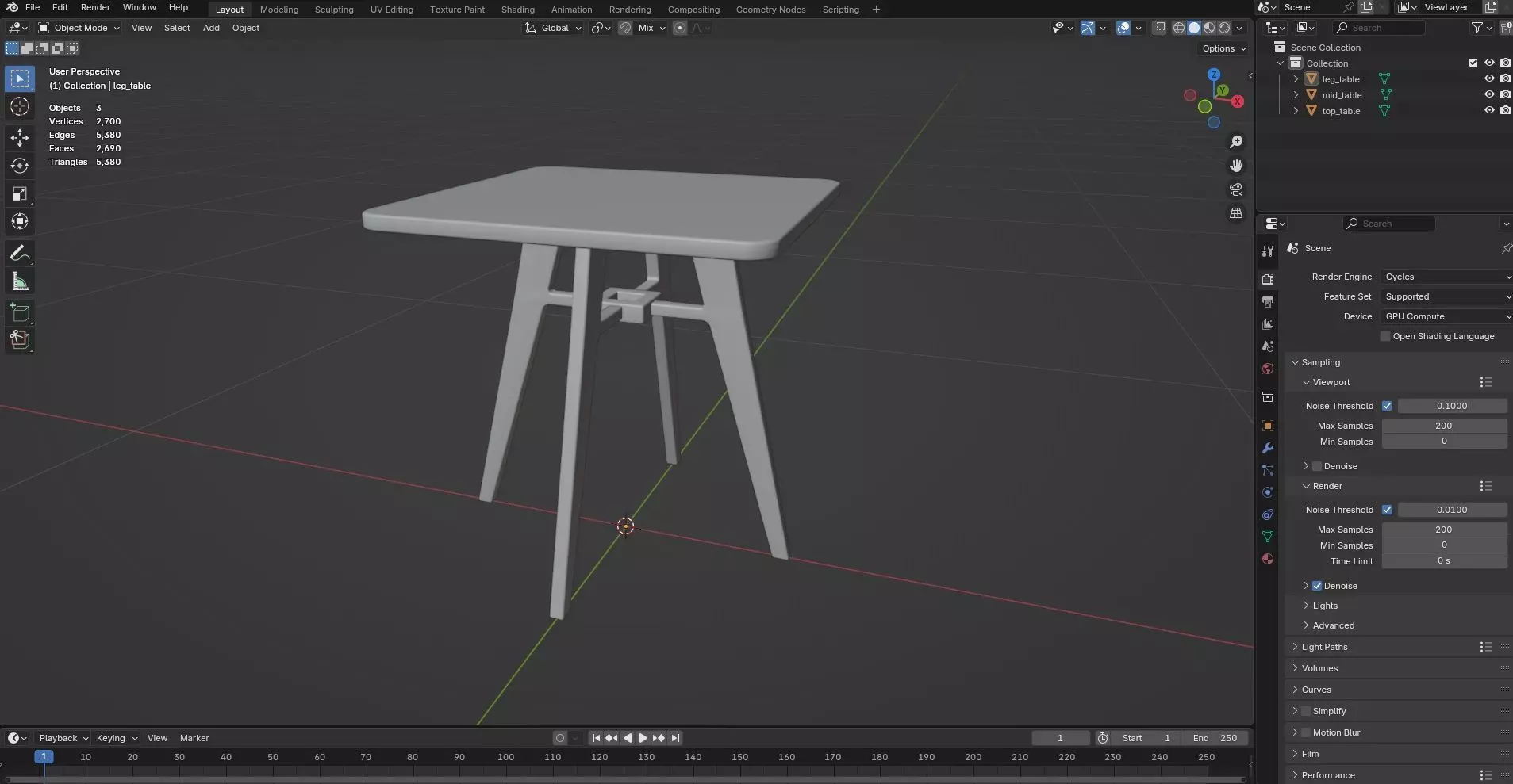 Square Table CG3 3D model_7