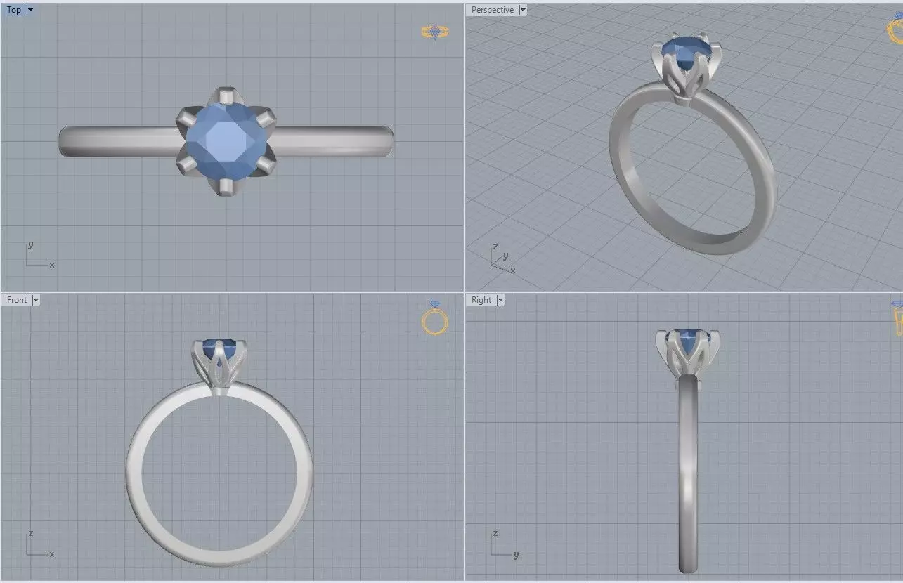 Engagement Ring 3D print model_5