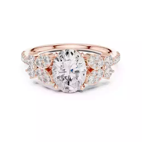 1CT Oval Cut Cluster Diamond Engagement Ring 3DM STL Video 3D print model