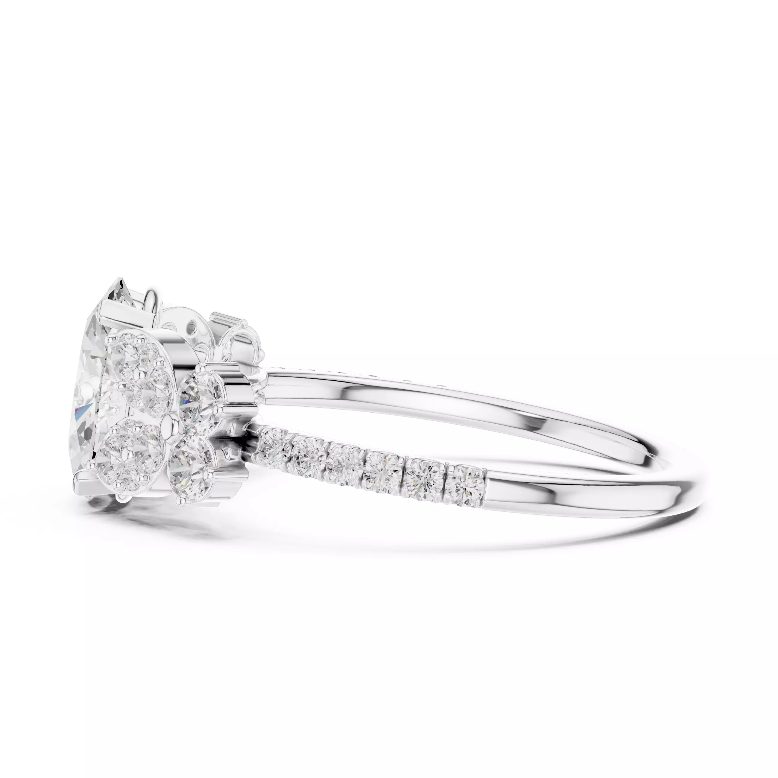 1CT Oval Cut Cluster Diamond Engagement Ring 3DM STL Video 3D print model_11