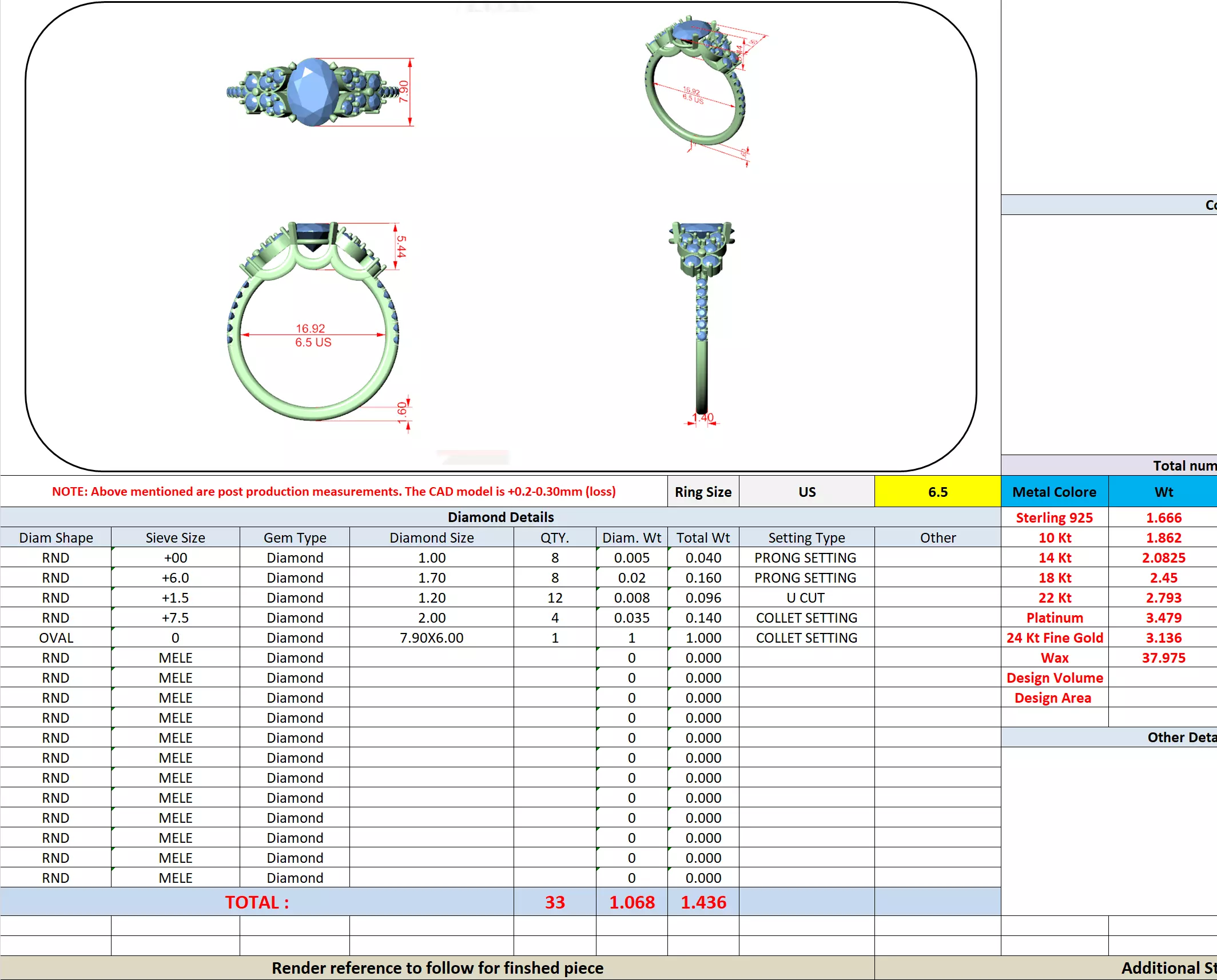 1CT Oval Cut Cluster Diamond Engagement Ring 3DM STL Video 3D print model_13