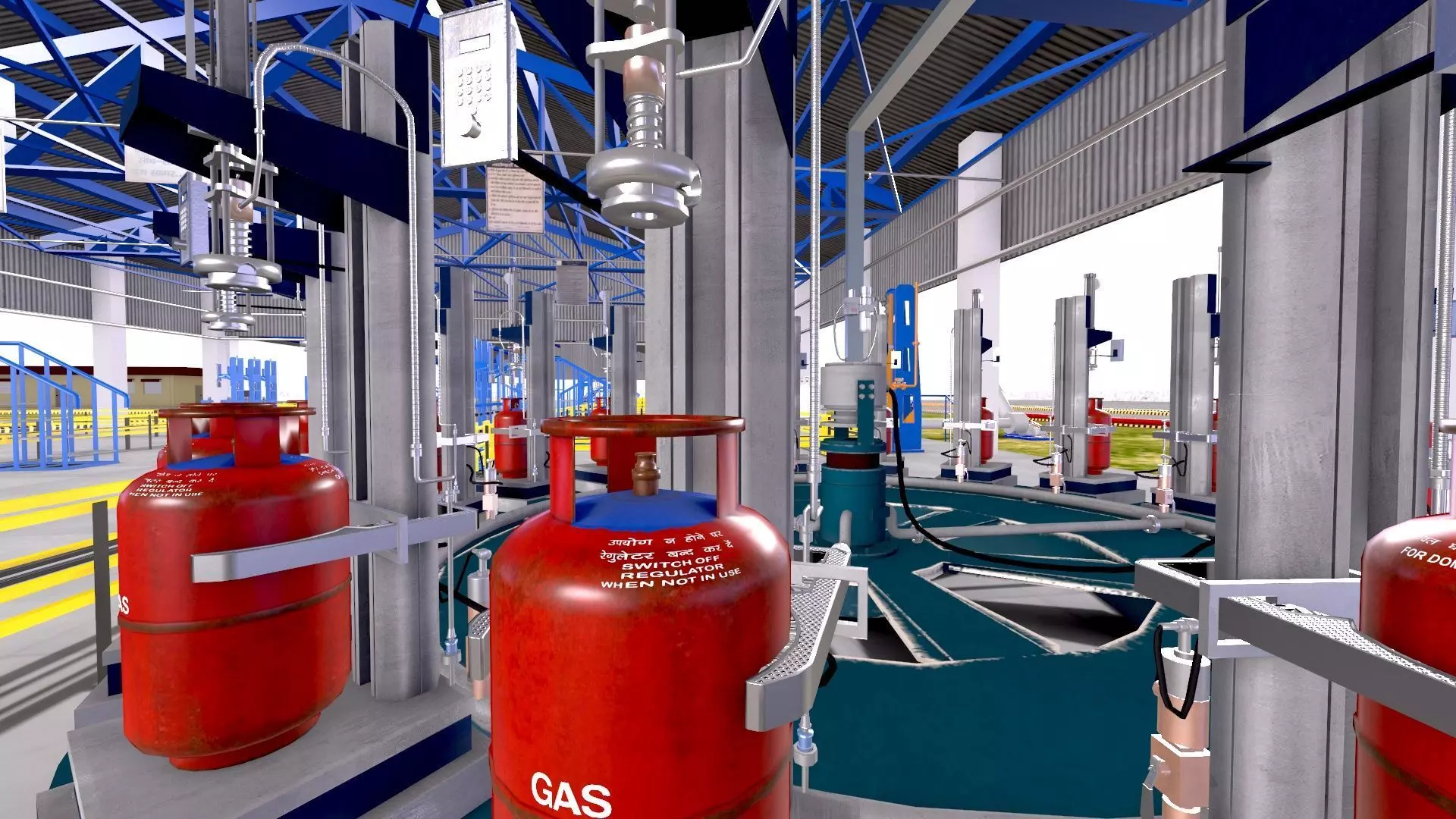 LPG Cylinder Robotic Loading System with Truck Low-poly 3D model_0