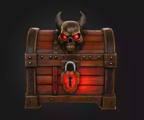 Demonic Skull Treasure Chest Low-poly 3D model