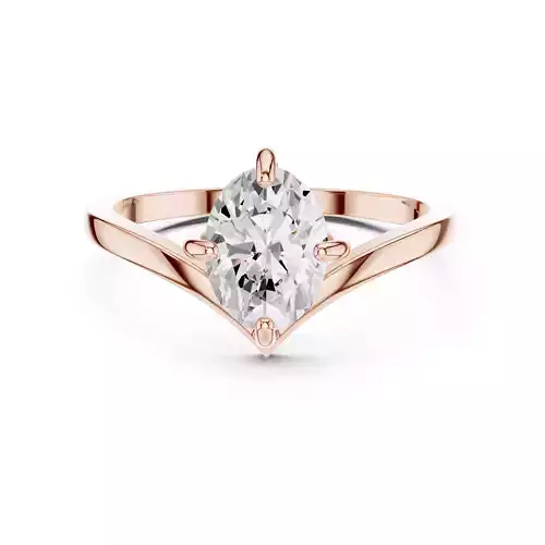 Solitaire Oval Cut Chevron Shank Engagement Ring 3DM STL Video
