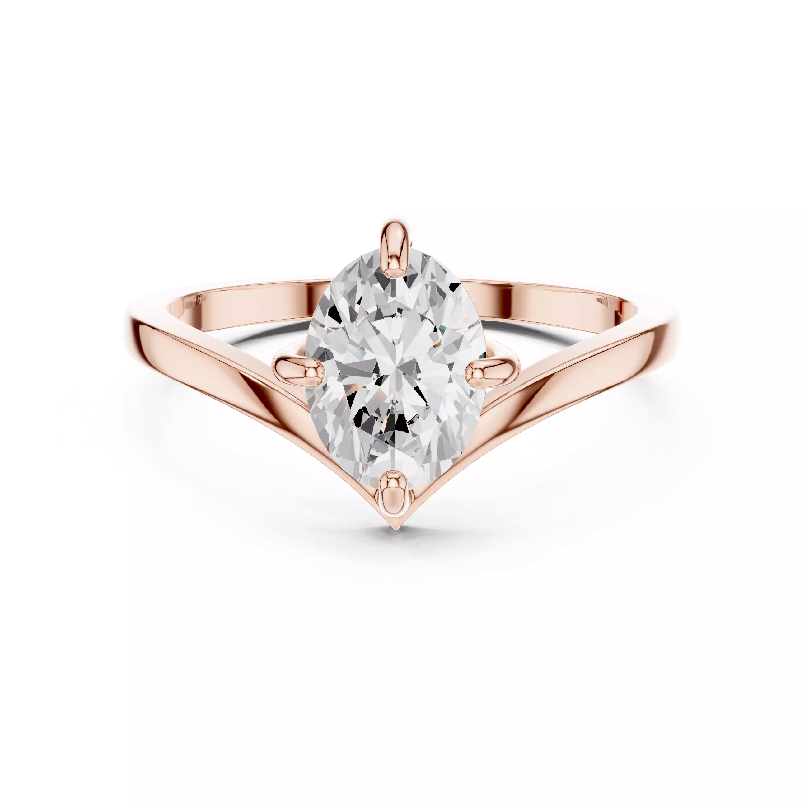 Solitaire Oval Cut Chevron Shank Engagement Ring 3DM STL Video 3D print model