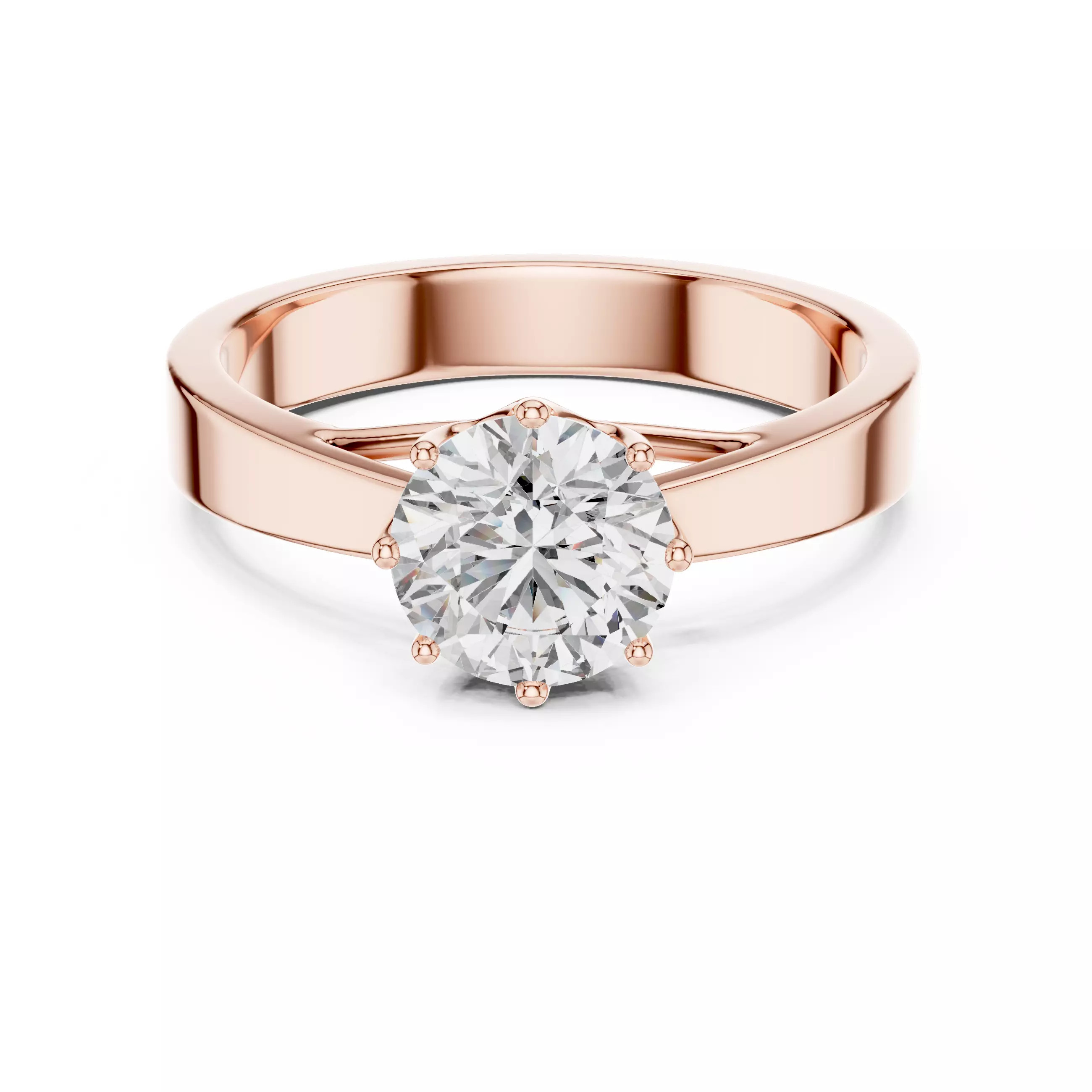 Solitaire 1CT Round Cut Diamond Engagement Ring 3DM STL Video 3D print model
