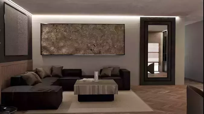 Modern Luxury Living Room 3D Model