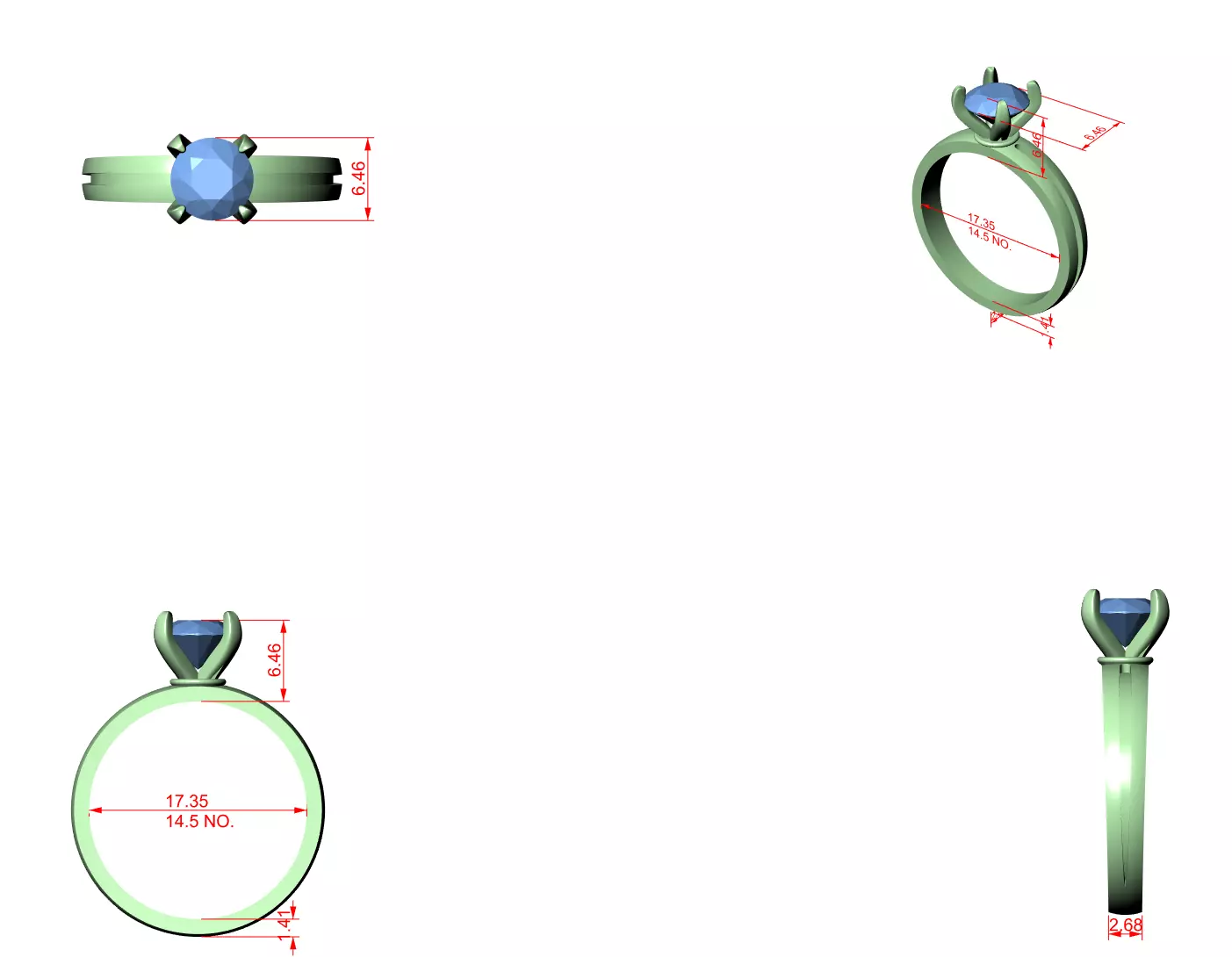 Solitaire Round Diamond Enamel Gap Wedding Ring 3DM STL Video 3D print model_12