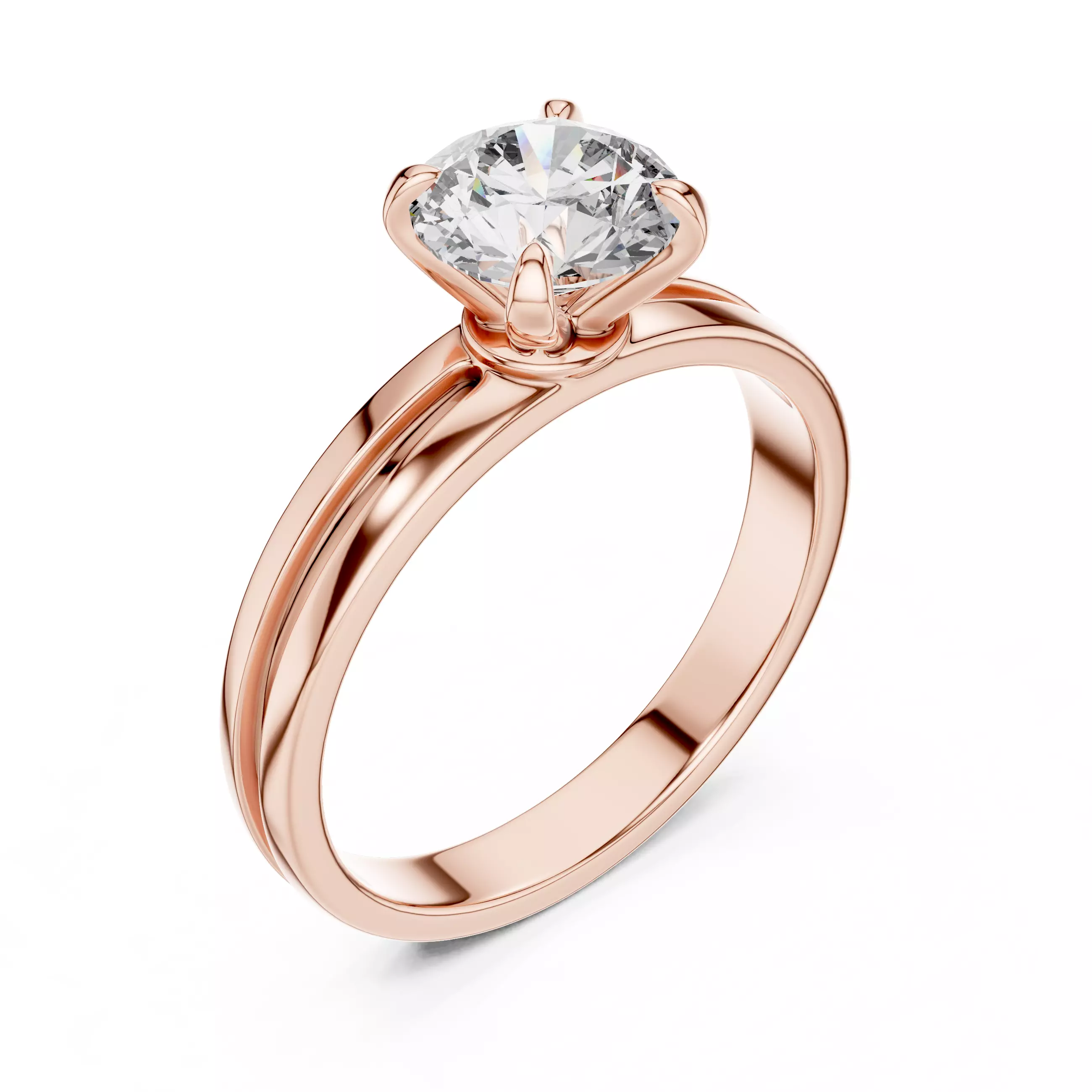 Solitaire Round Diamond Enamel Gap Wedding Ring 3DM STL Video 3D print model_4