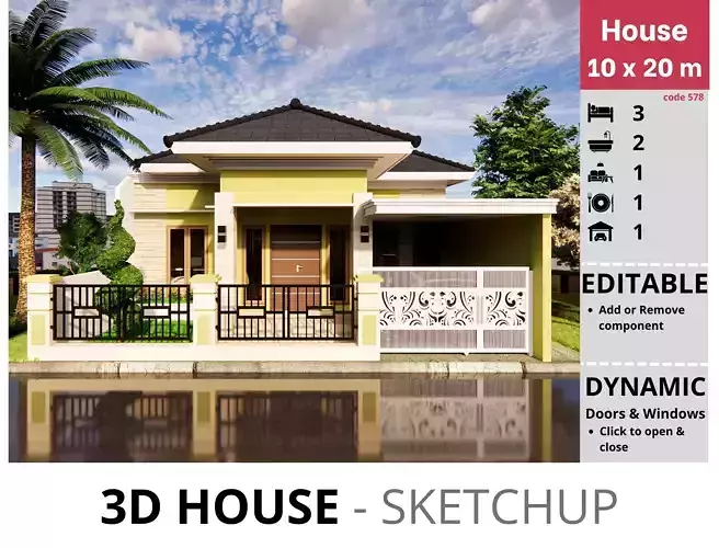 House 10x20m code 578 - Sketchup 3D model 3D model