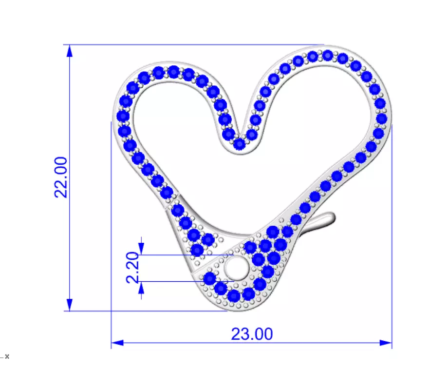 Heart Shaped Lobster Clasp Plain and Gem Version Jewelry Lock 3D print model_5