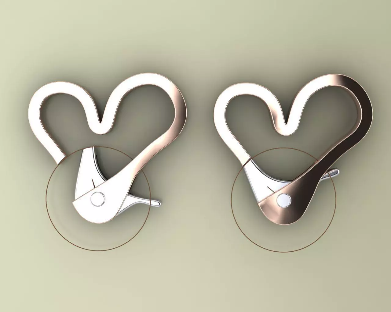 Heart Shaped Lobster Clasp Plain and Gem Version Jewelry Lock 3D print model_3