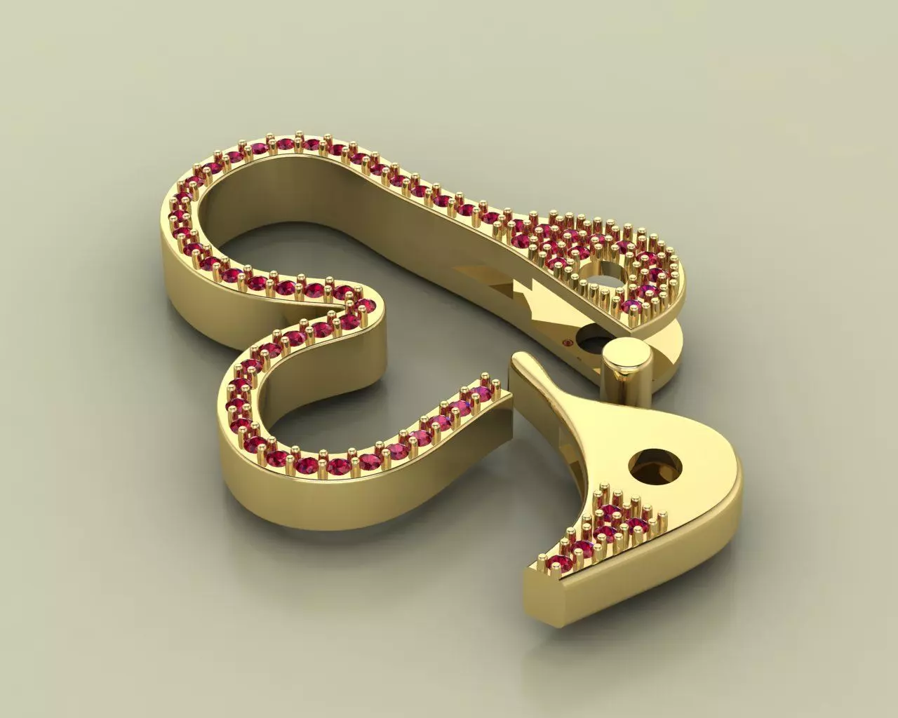 Heart Shaped Lobster Clasp Plain and Gem Version Jewelry Lock 3D print model_2
