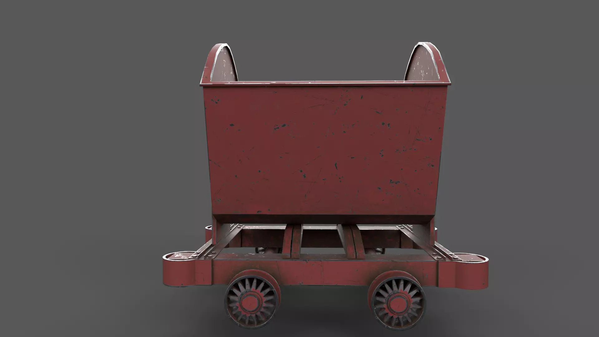 Mine Wagon Low-poly 3D model_3