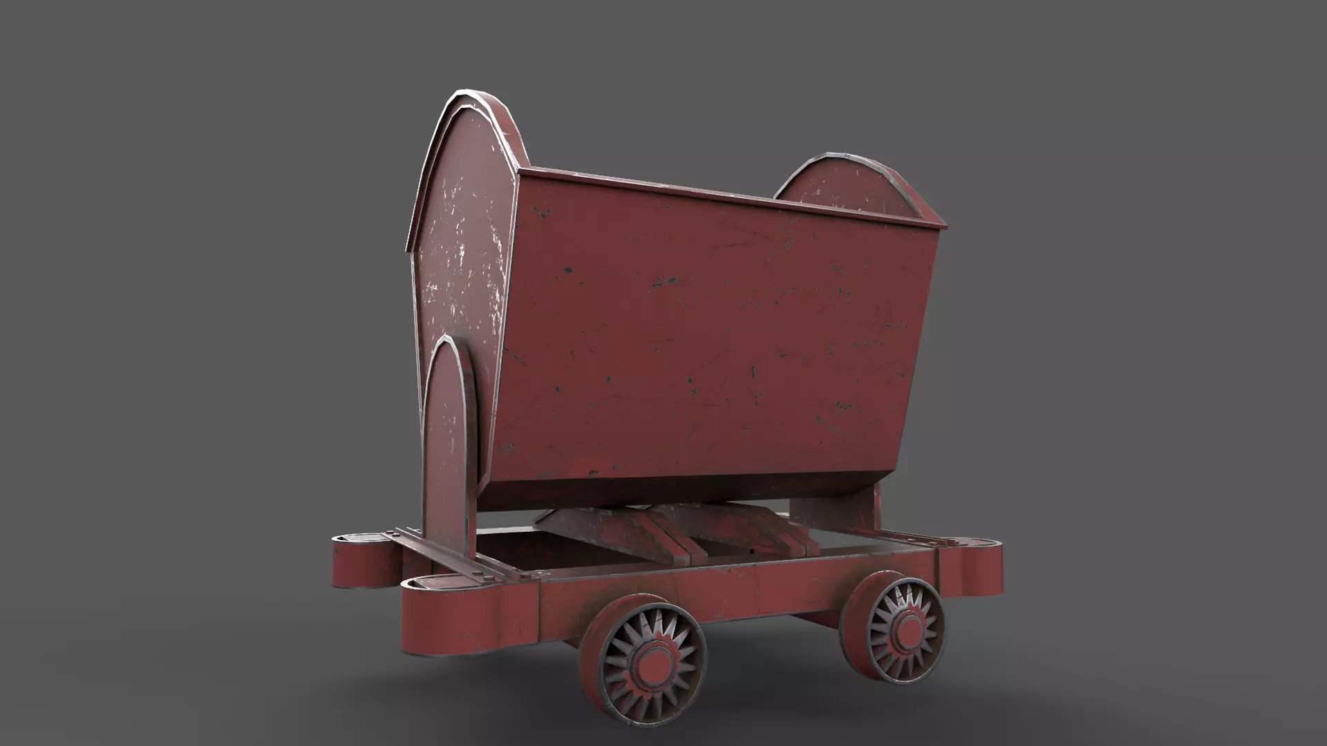 Mine Wagon Low-poly 3D model_0